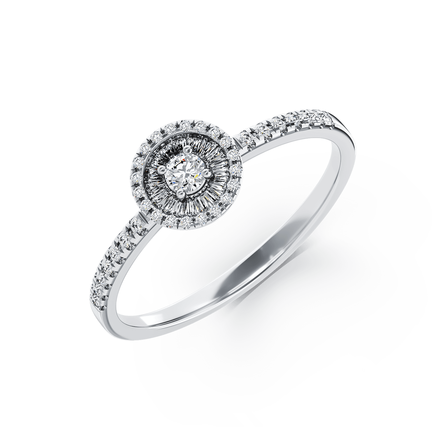 Inel de logodna din aur alb de 18K cu diamante de 0.32ct
