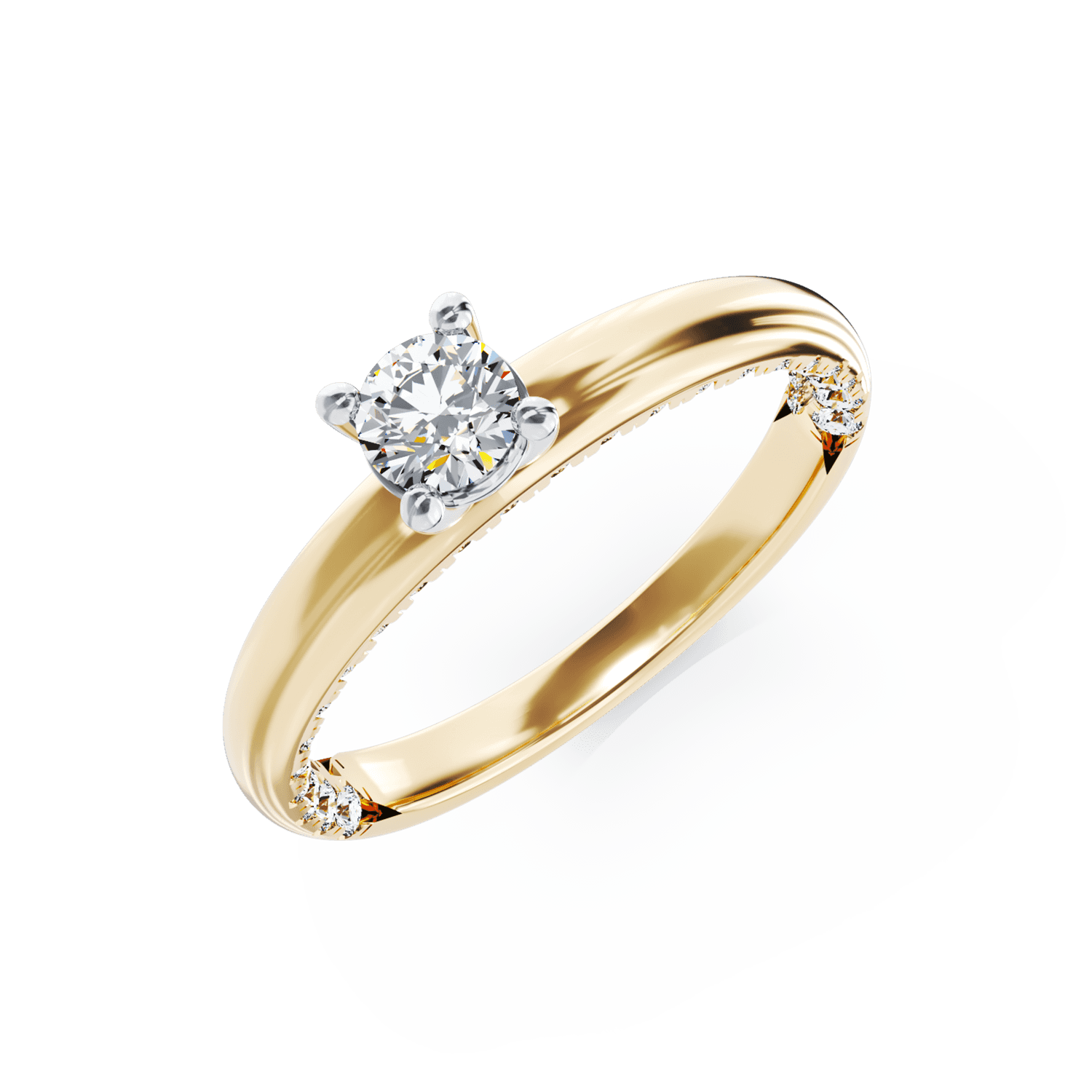 18K yellow gold engagement ring with 0.19ct diamond and 0.21ct diamonds