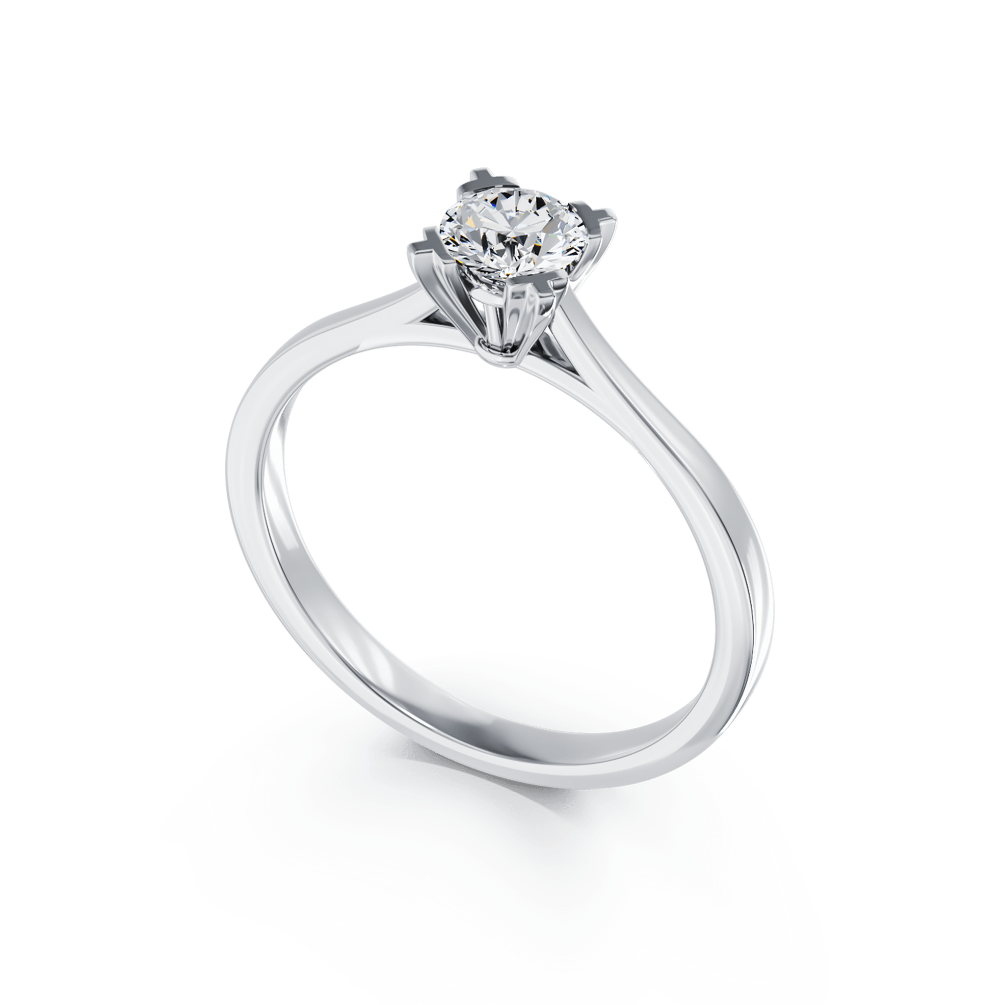 Inel de logodna din aur alb de 18K cu un diamant solitaire de 0.16ct
