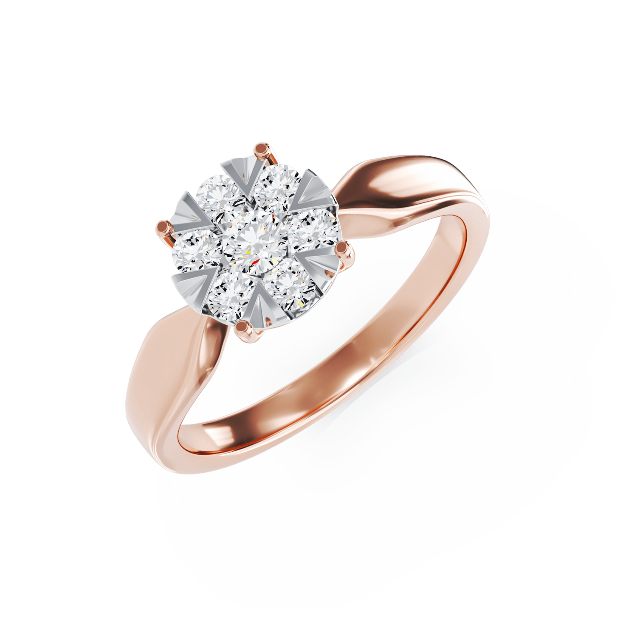Inel de logodna din aur roz de 18K cu diamante de 0.34ct