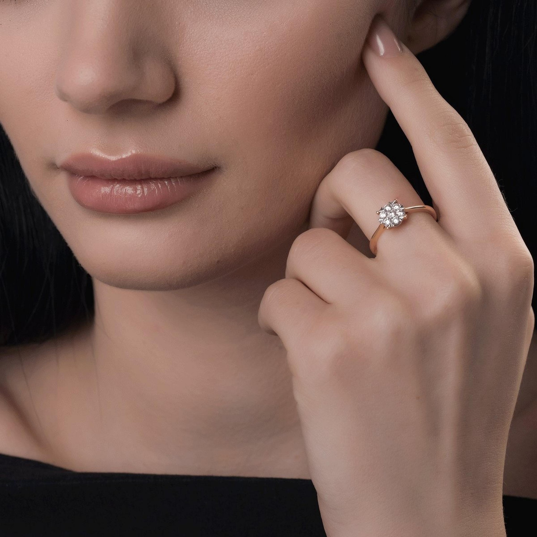 Inel de logodna din aur roz de 18K cu diamante de 0.25ct