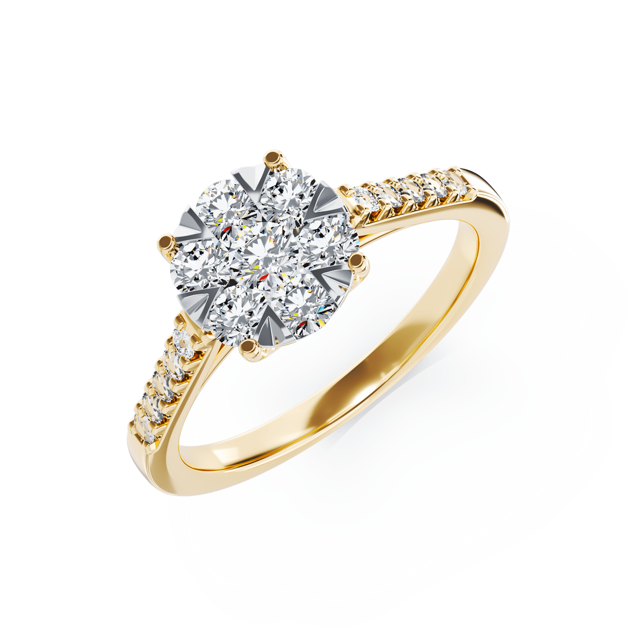 Inel de logodna din aur galben de 18K cu diamante de 0.5ct