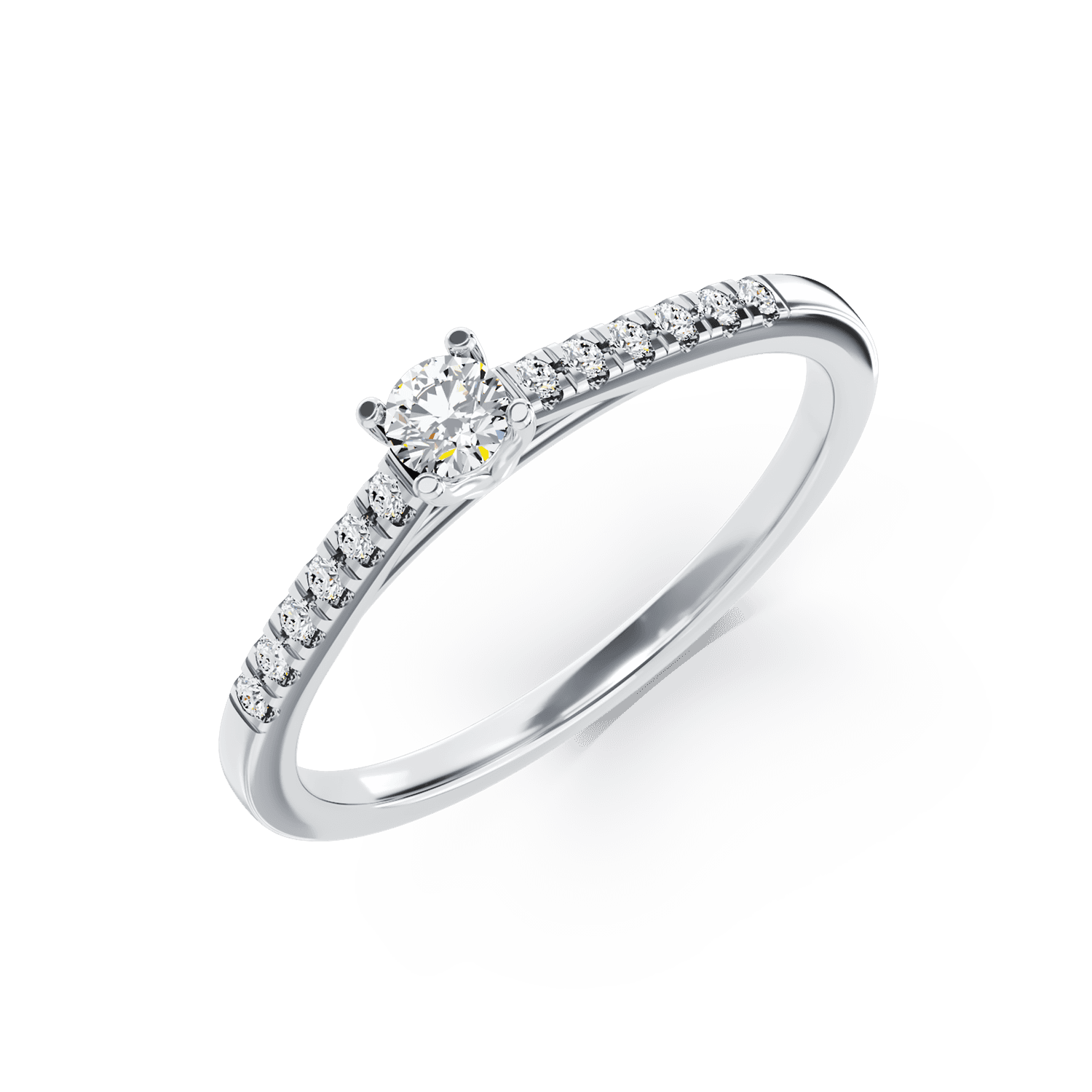 18K white gold engagement ring with 0.24ct diamond and 0.13ct diamonds