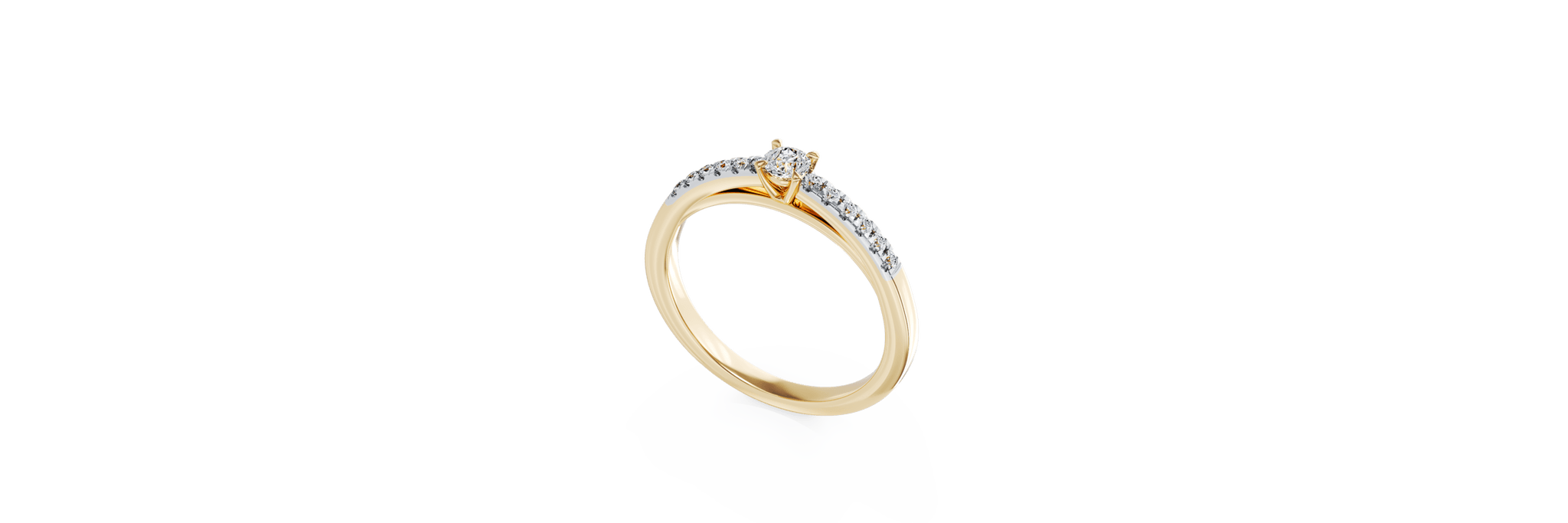 Inel de logodna din aur galben de 18K cu diamant de 0.33ct si diamante de 0.13ct