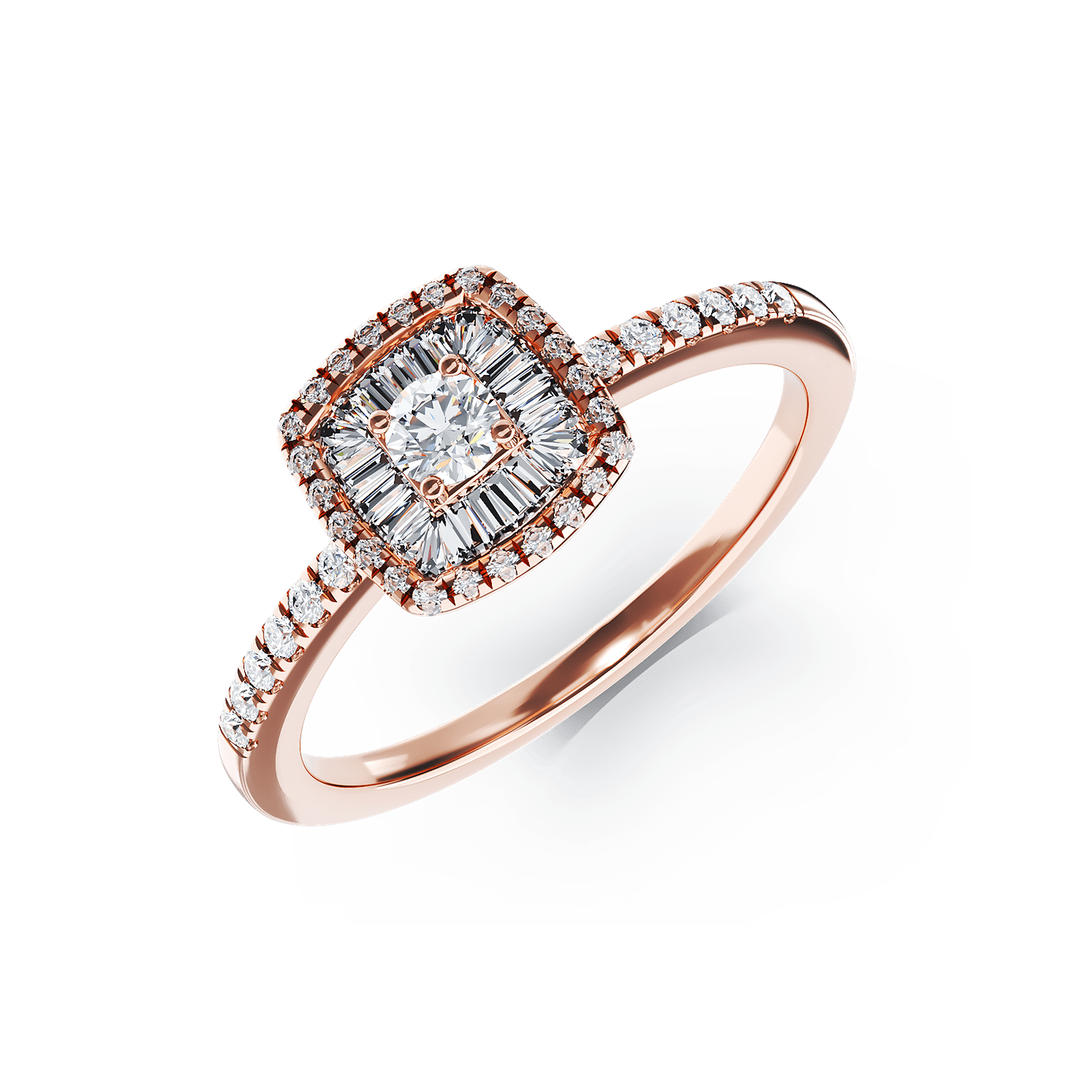 Inel de logodna din aur roz de 18K cu diamante de 0.36ct