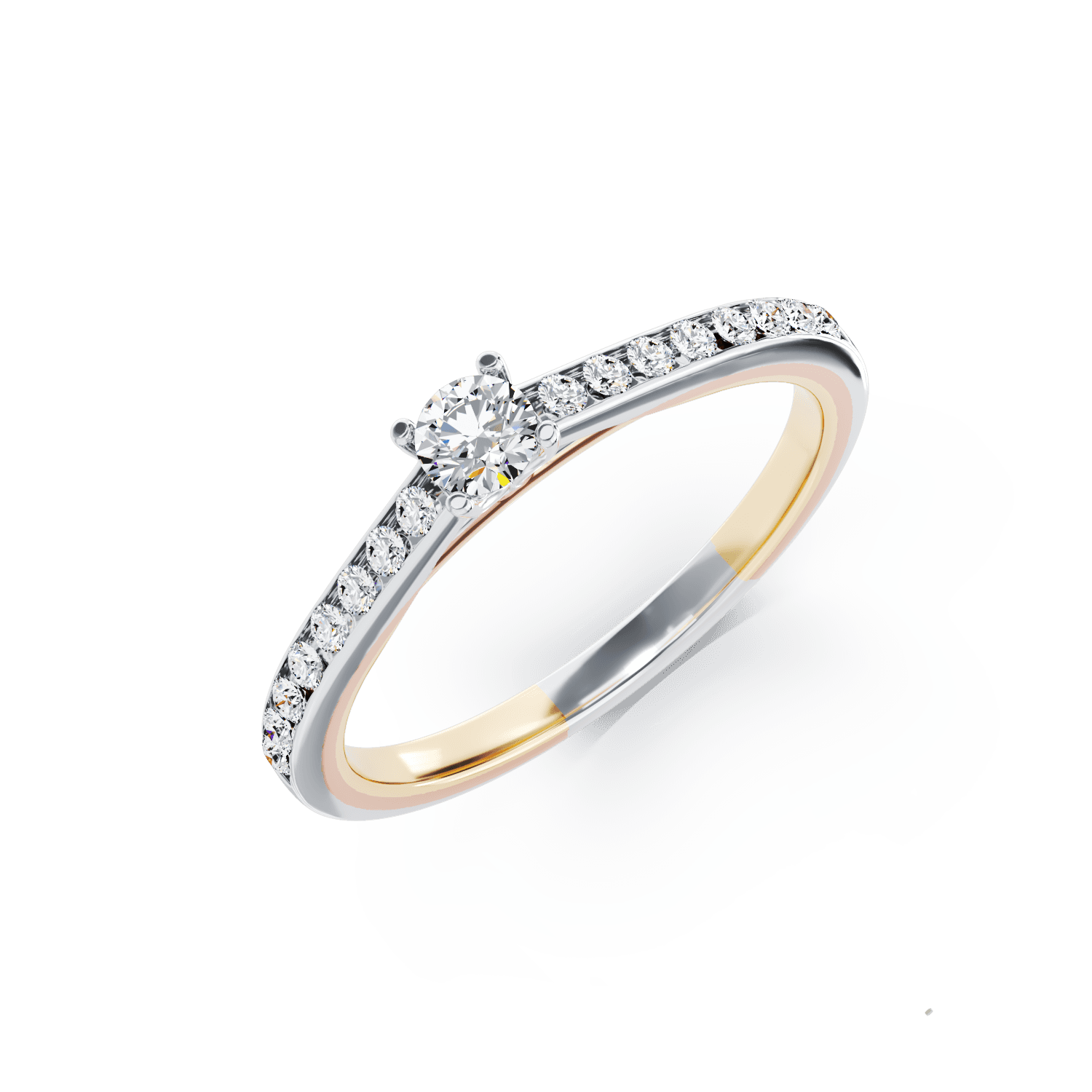Inel de logodna din aur alb de 18K cu diamant de 0.15ct si diamante de 0.16ct