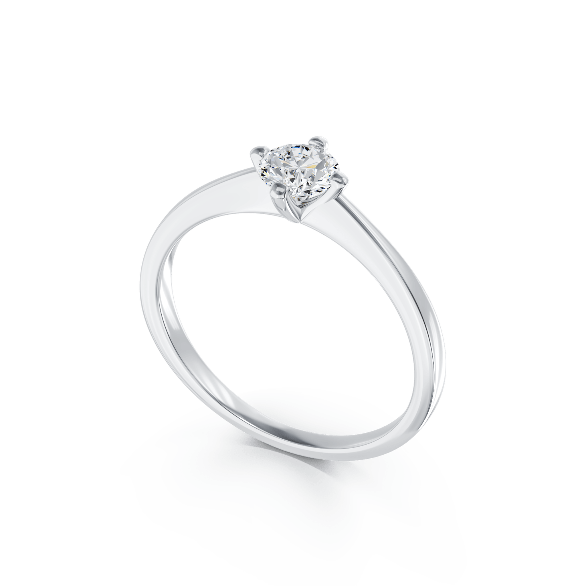 Inel de logodna din aur alb de 18K cu un diamant solitaire de 0.41ct