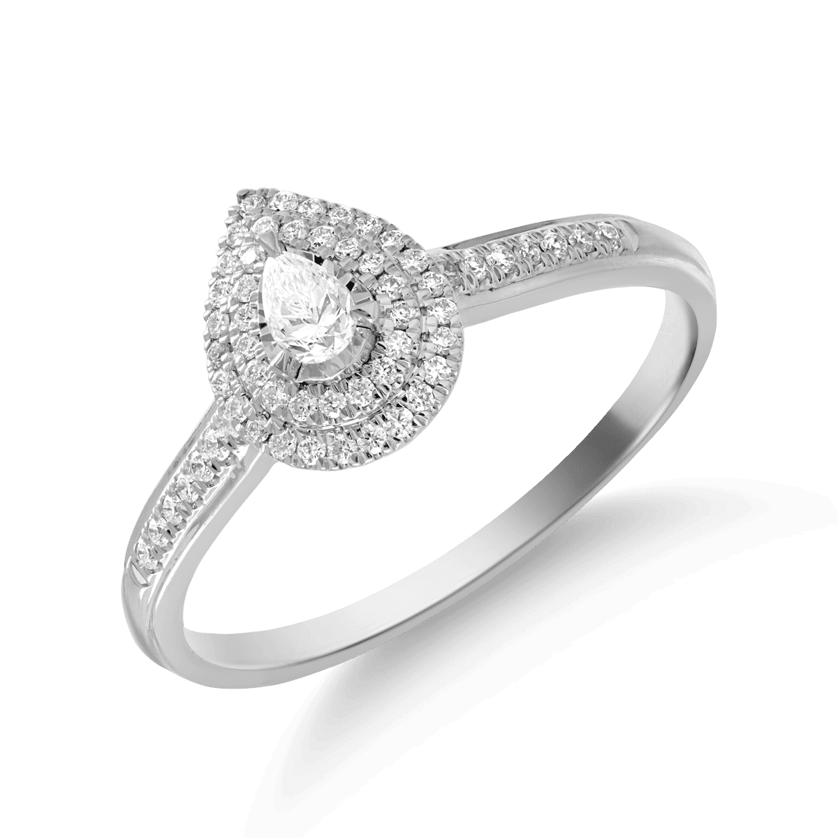 Inel din aur alb de 18K cu diamant de 0.094ct si diamante de 0.18ct