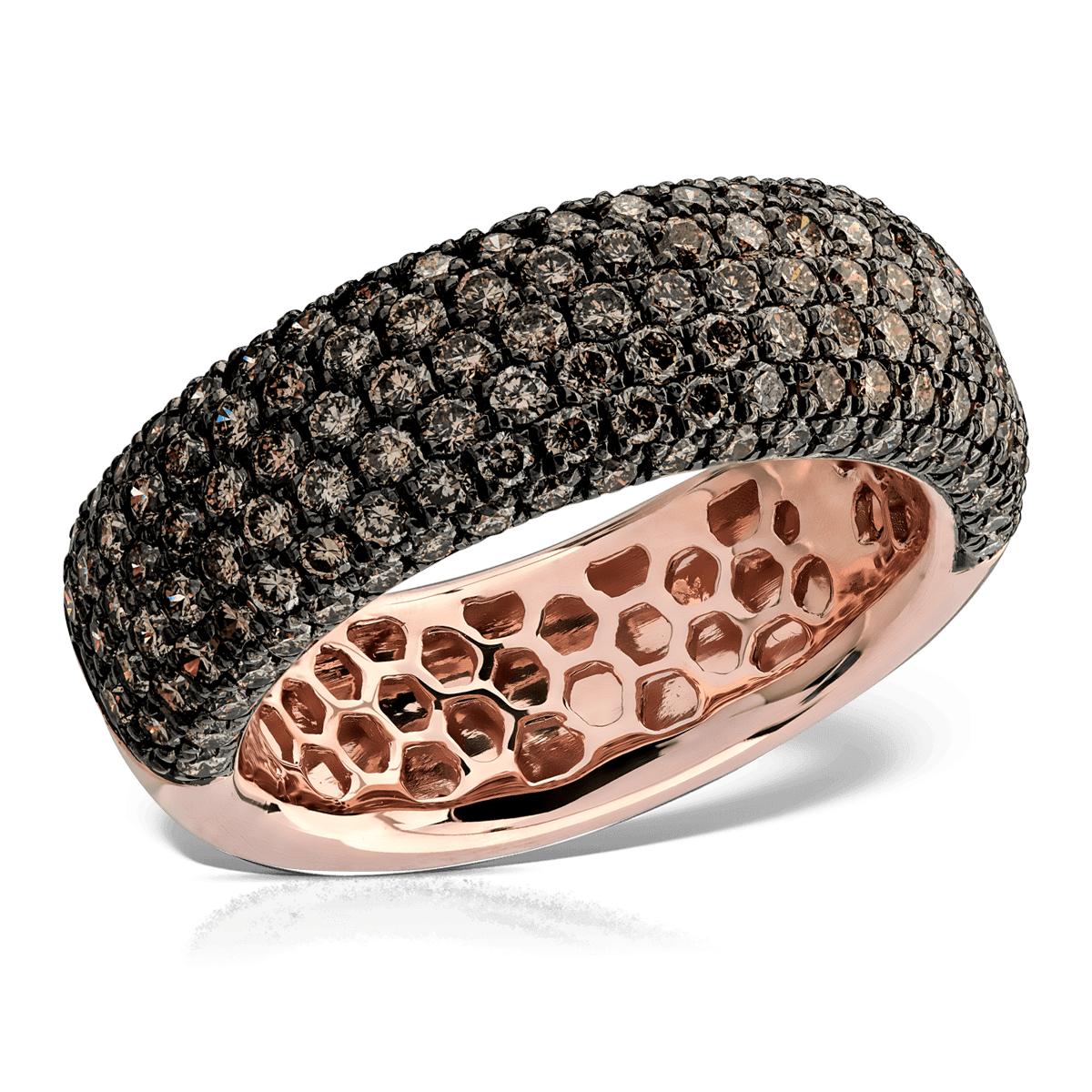 Inel din aur roz de 14K cu diamante maro de 1.82ct