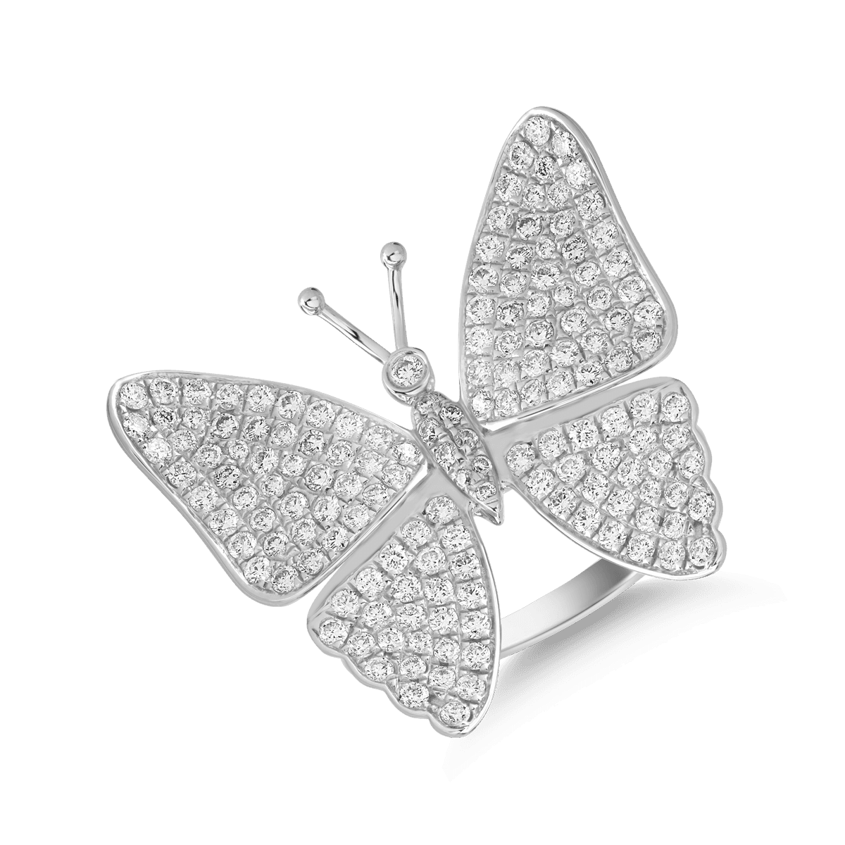Inel cu fluture din aur alb de 18K cu diamante de 1.4ct