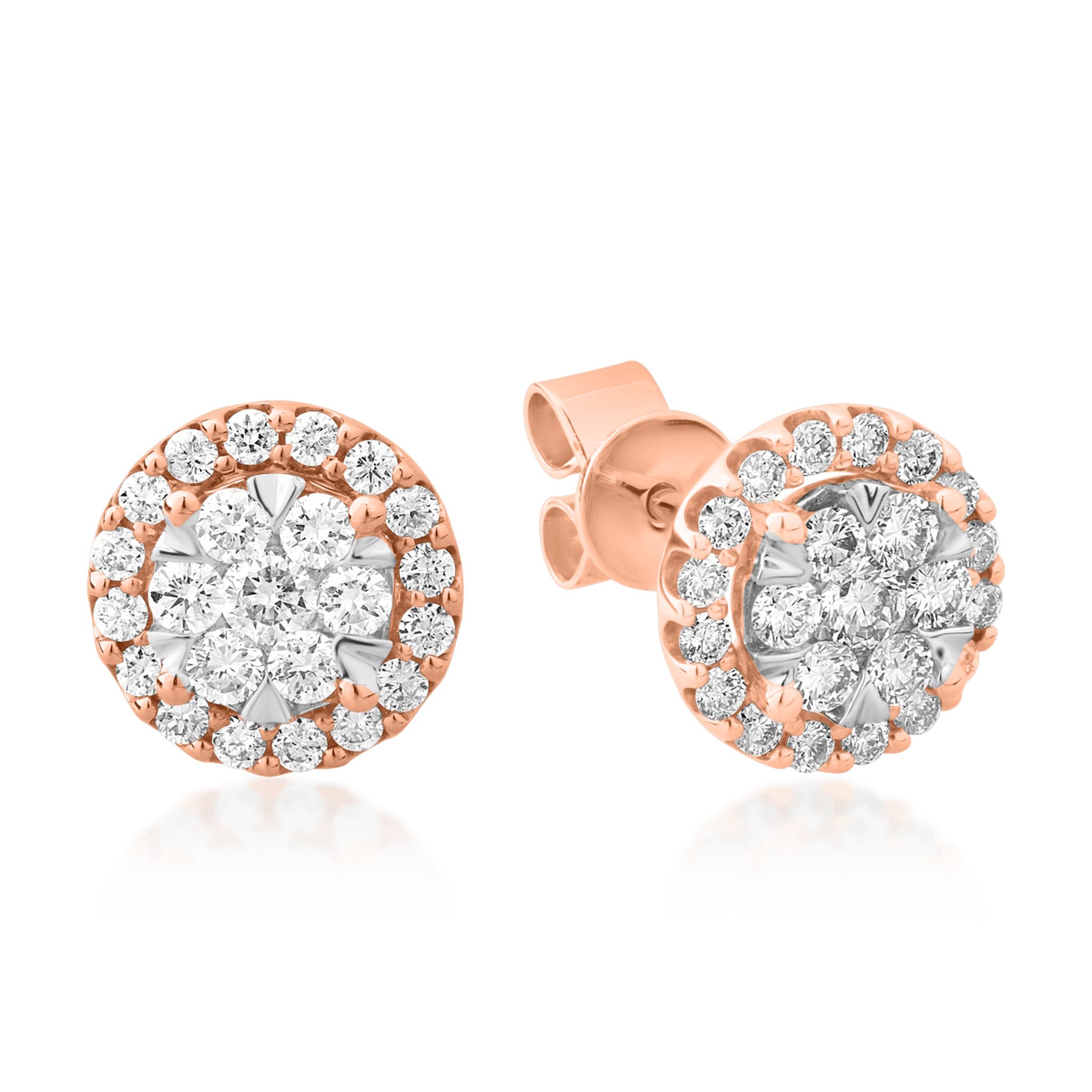 Cercei din aur roz de 18K cu diamante de 0.5ct