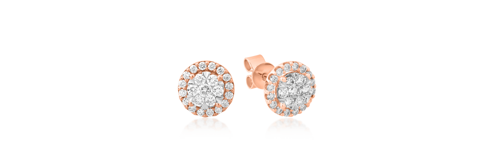 Cercei din aur roz de 18K cu diamante de 0.5ct