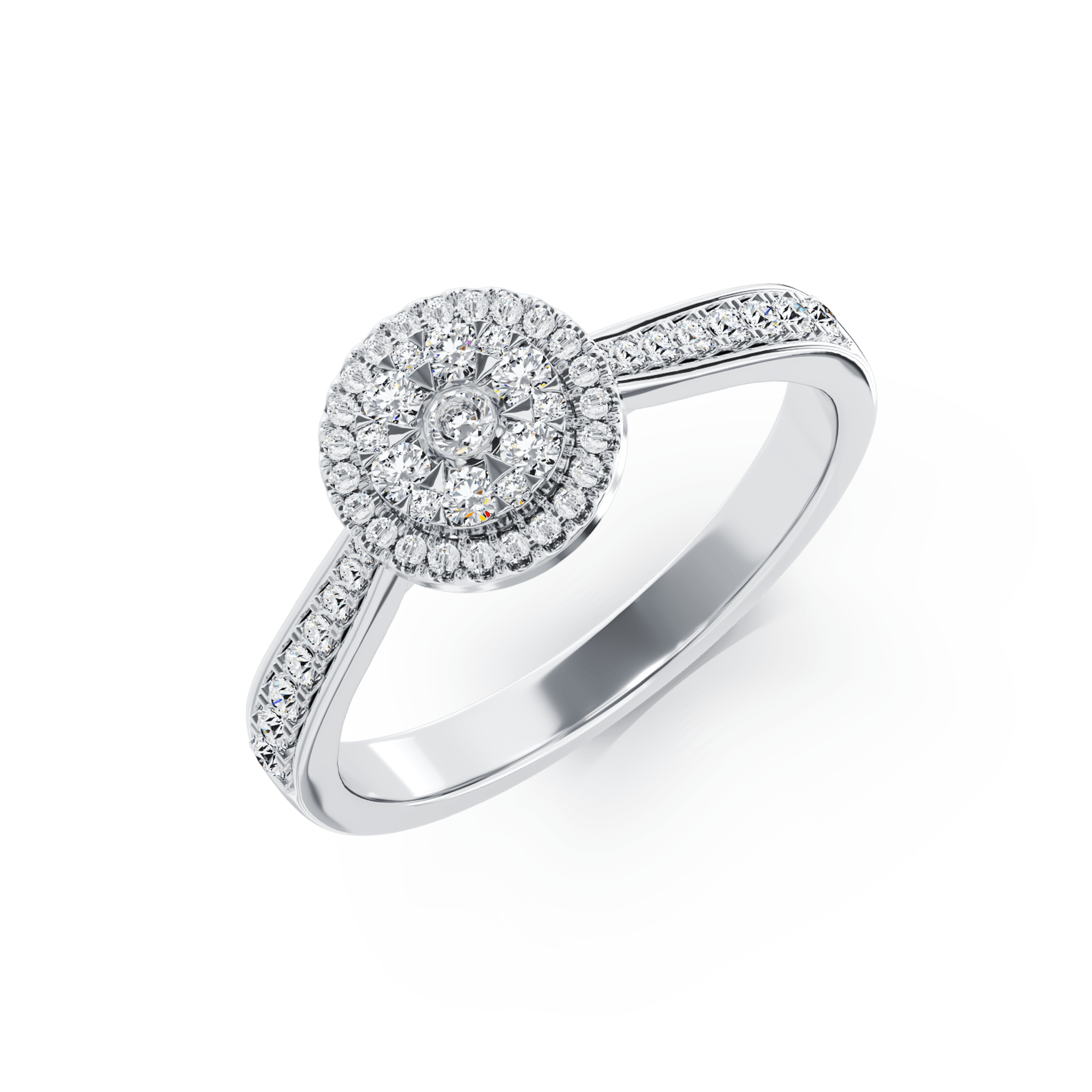 Inel de logodna din aur alb de 18K cu diamante de 0.434ct