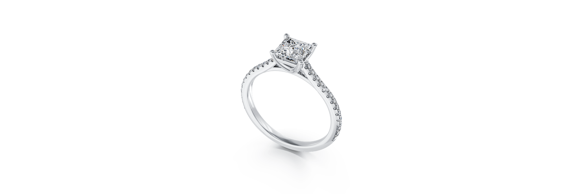 Inel de logodna din aur alb de 18K cu diamant de 1.01ct si diamante de 0.256ct