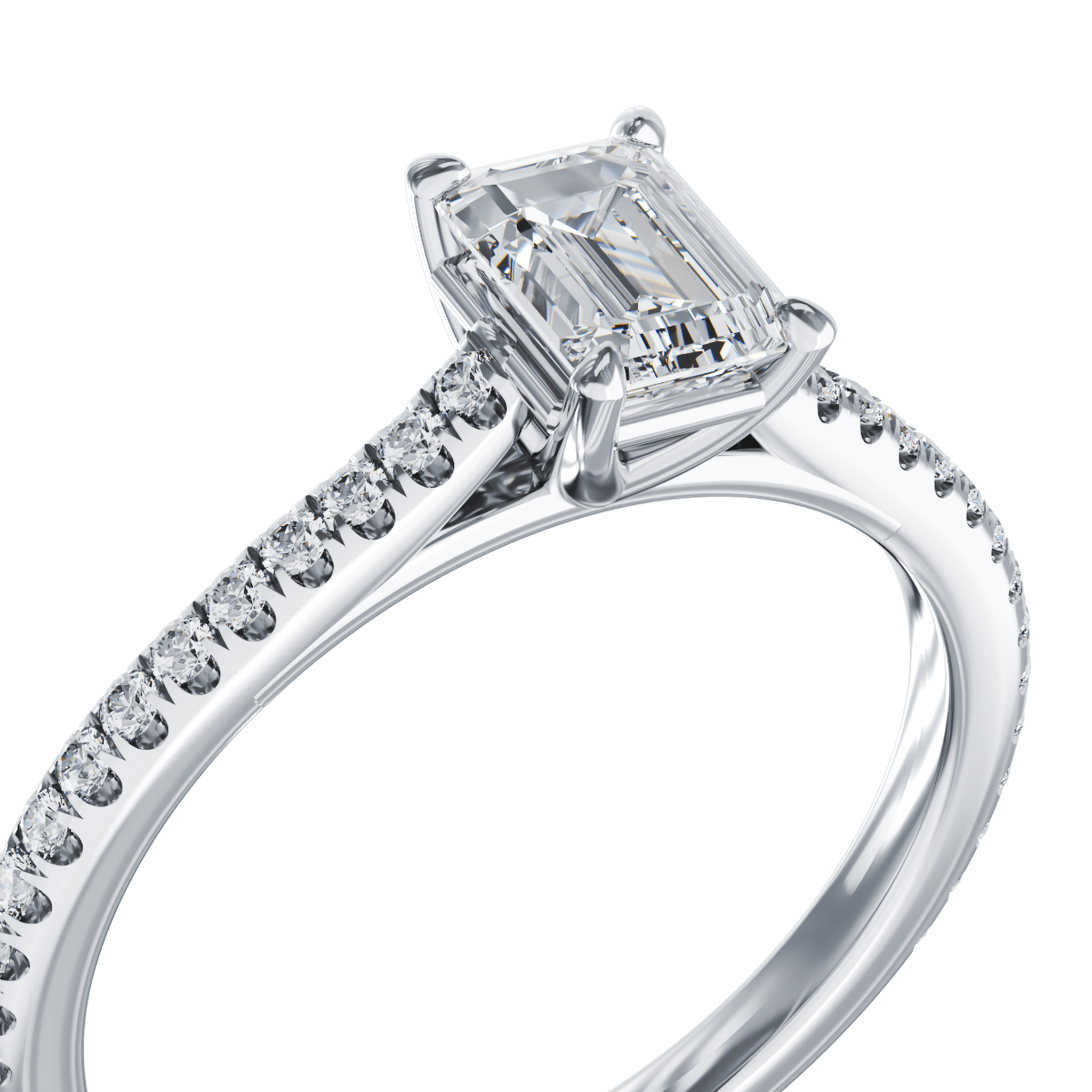 Inel de logodna din aur alb de 18K cu diamant de 0.6ct si diamante de 0.183ct