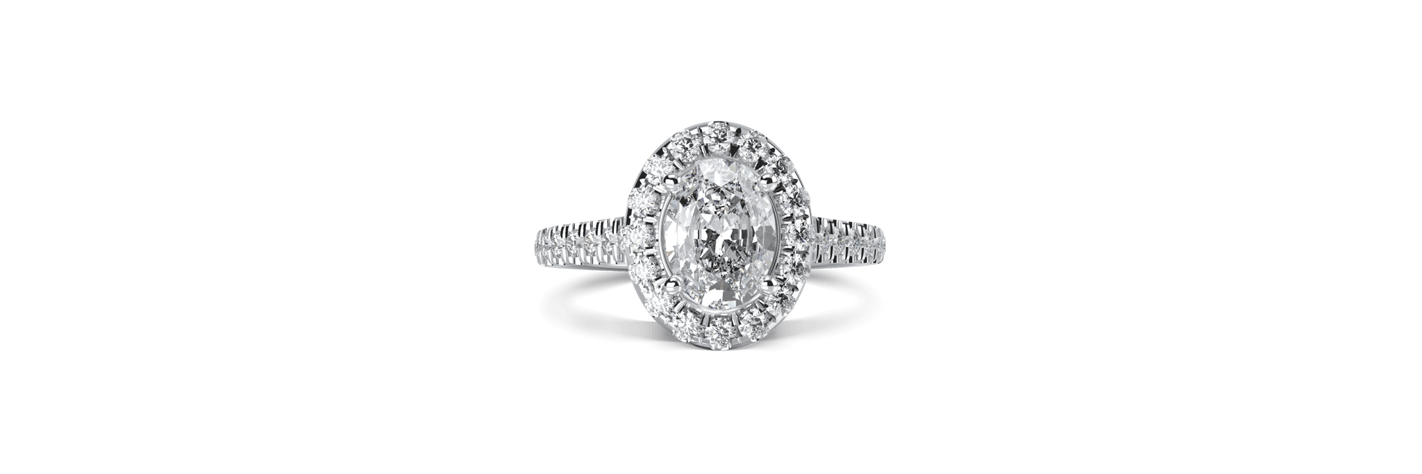 Inel de logodna din aur alb de 18K cu diamant de 0.8ct si diamante de 0.452ct