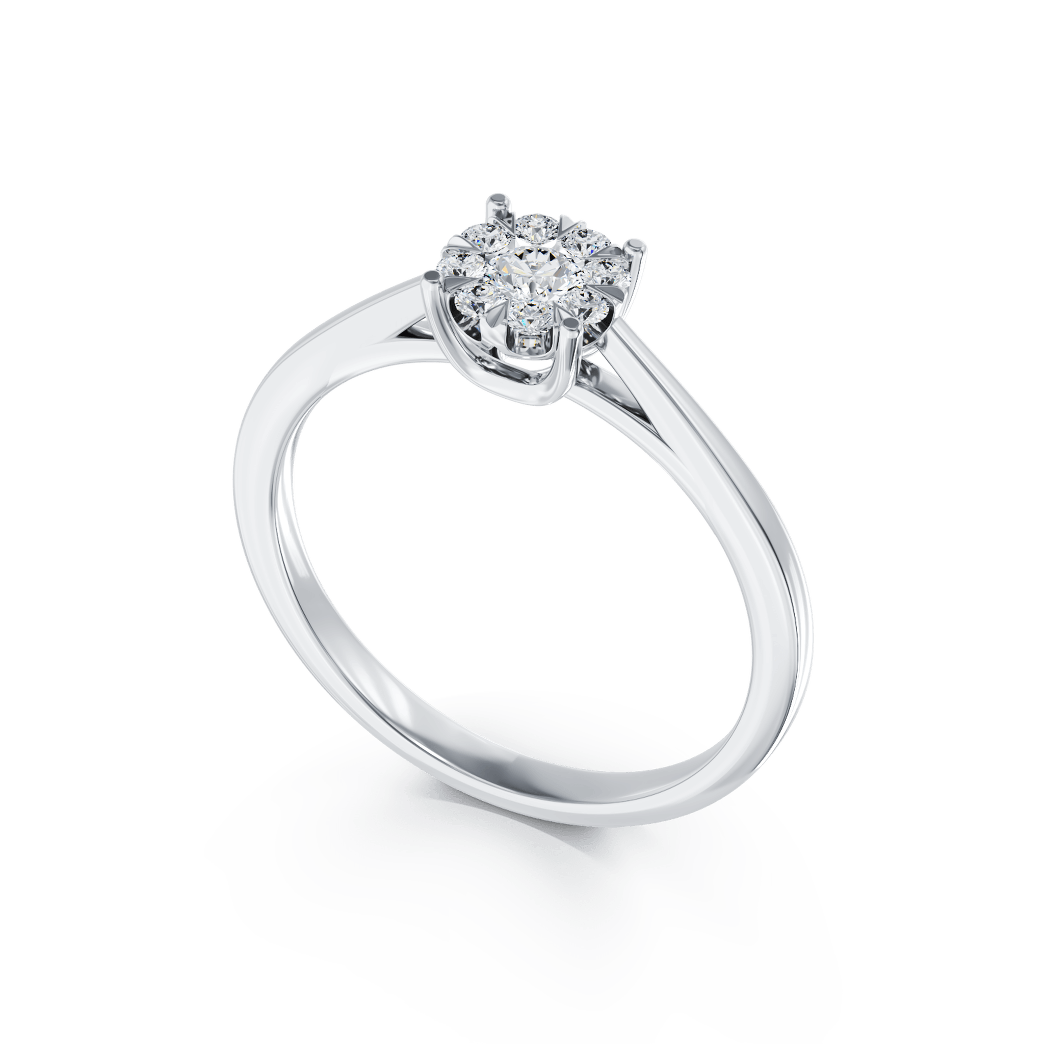Inel de logodna din aur alb de 18K cu diamante de 0.15ct