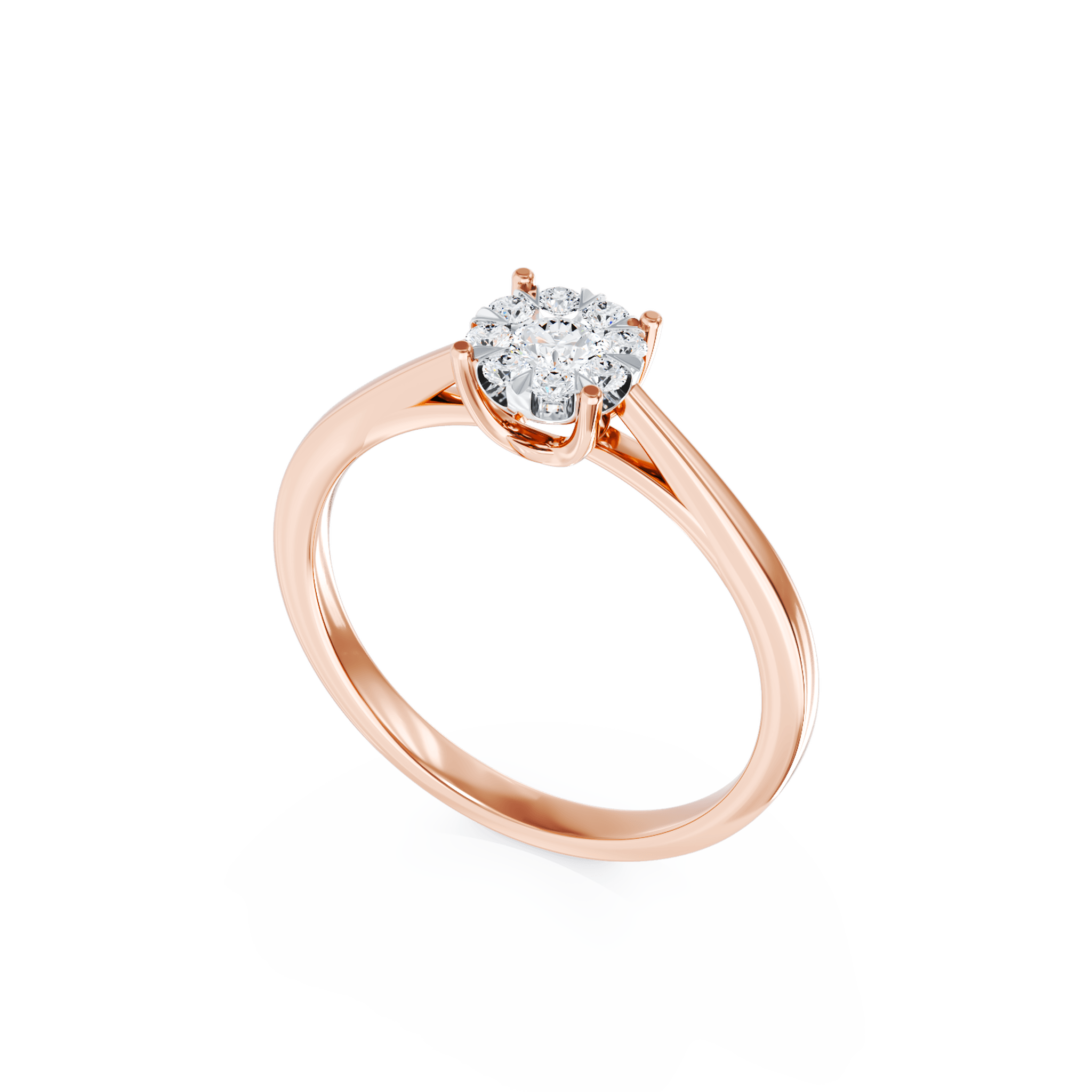 Inel de logodna din aur roz de 18K cu diamante de 0.255ct
