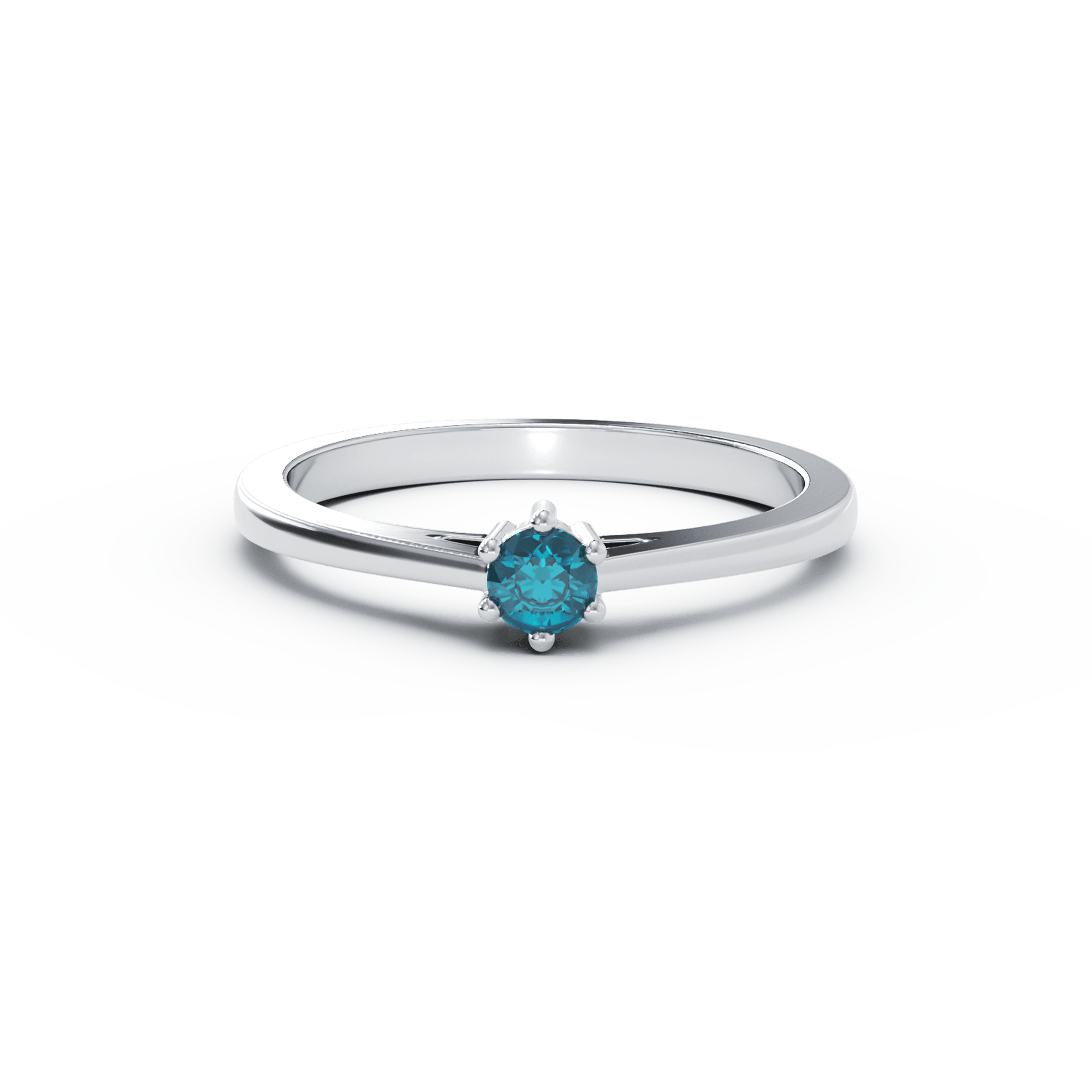 Inel de logodna din aur alb de 18K cu diamant albastru de 0.4ct