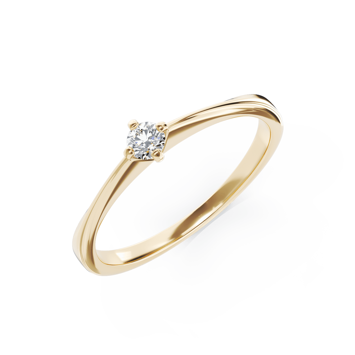 Inel de logodna din aur galben de 18K cu un diamant solitaire de 0.11ct