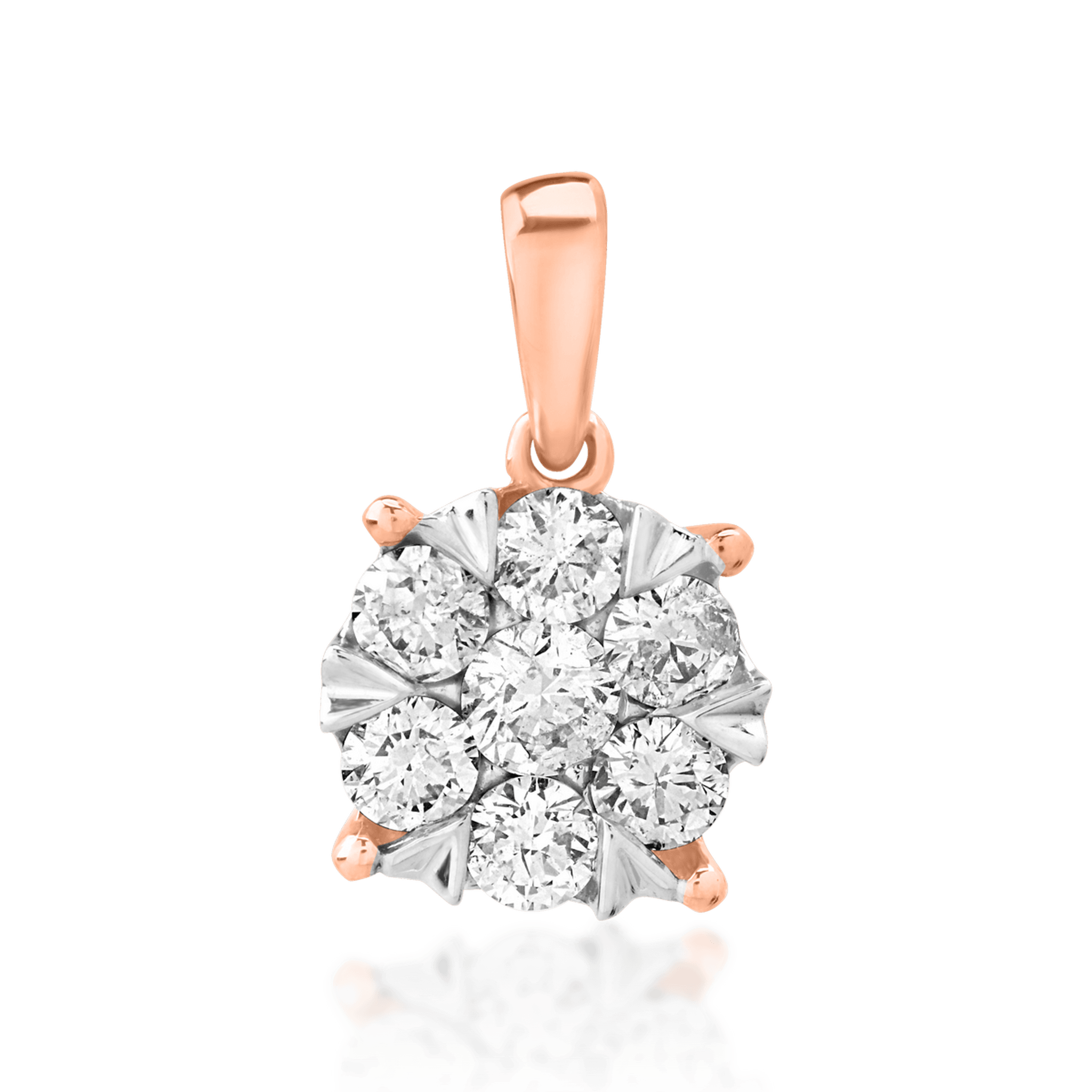 Pandant din aur alb-roz de 18K cu diamante de 0.5ct