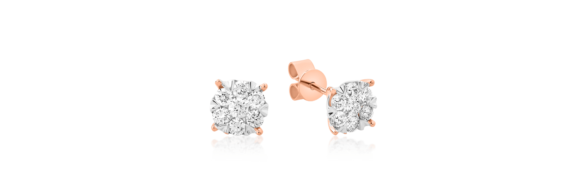 Cercei din aur alb-roz de 18K cu diamante de 0.5ct