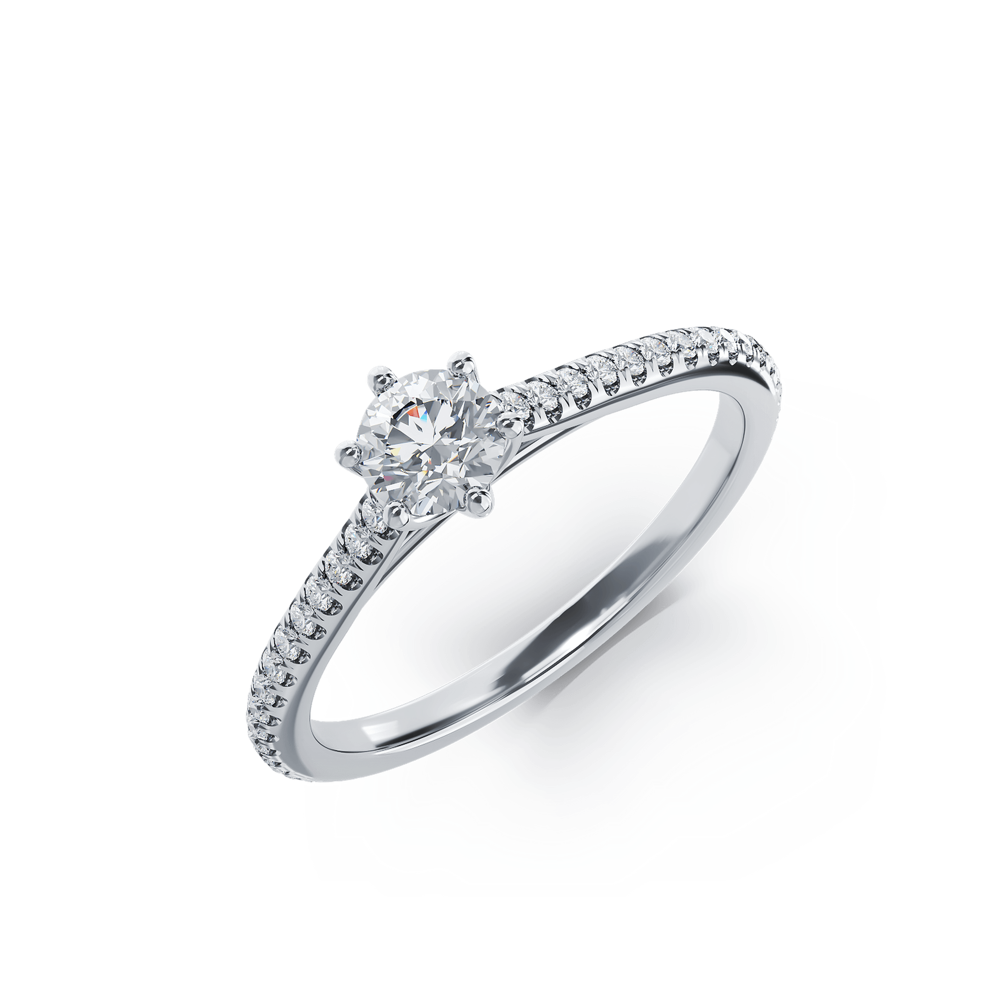 Inel de logodna din platina cu diamant de 0.31ct si diamante de 0.17ct