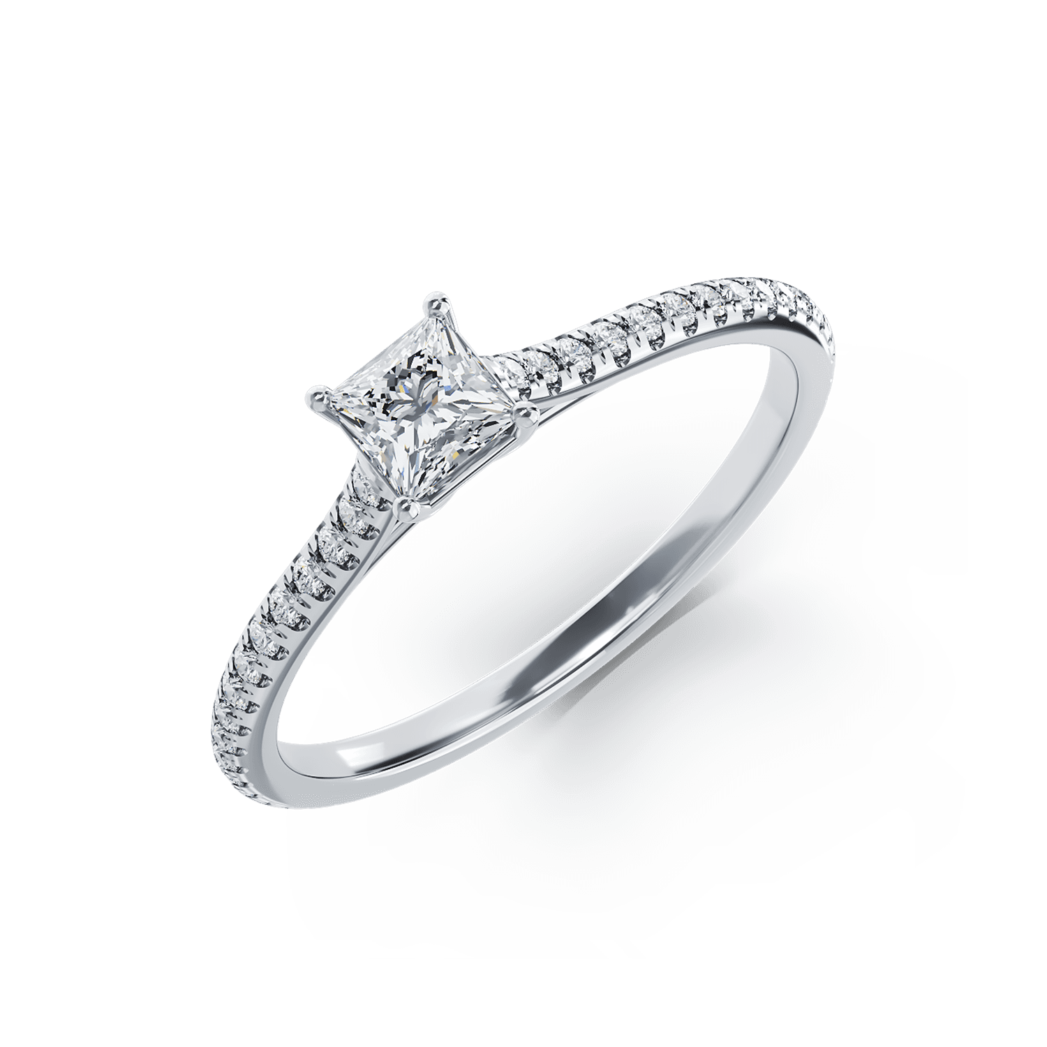 Inel de logodna din platina cu diamant de 0.32ct si diamante de 0.17ct