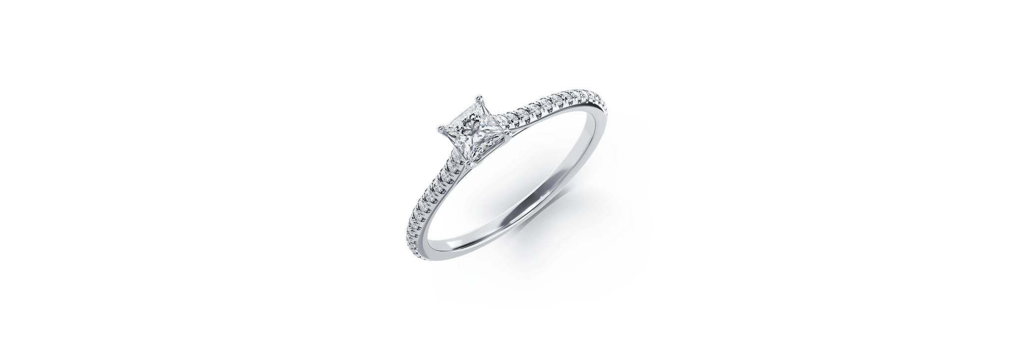 Inel de logodna din platina cu diamant de 0.3ct si diamante de 0.18ct