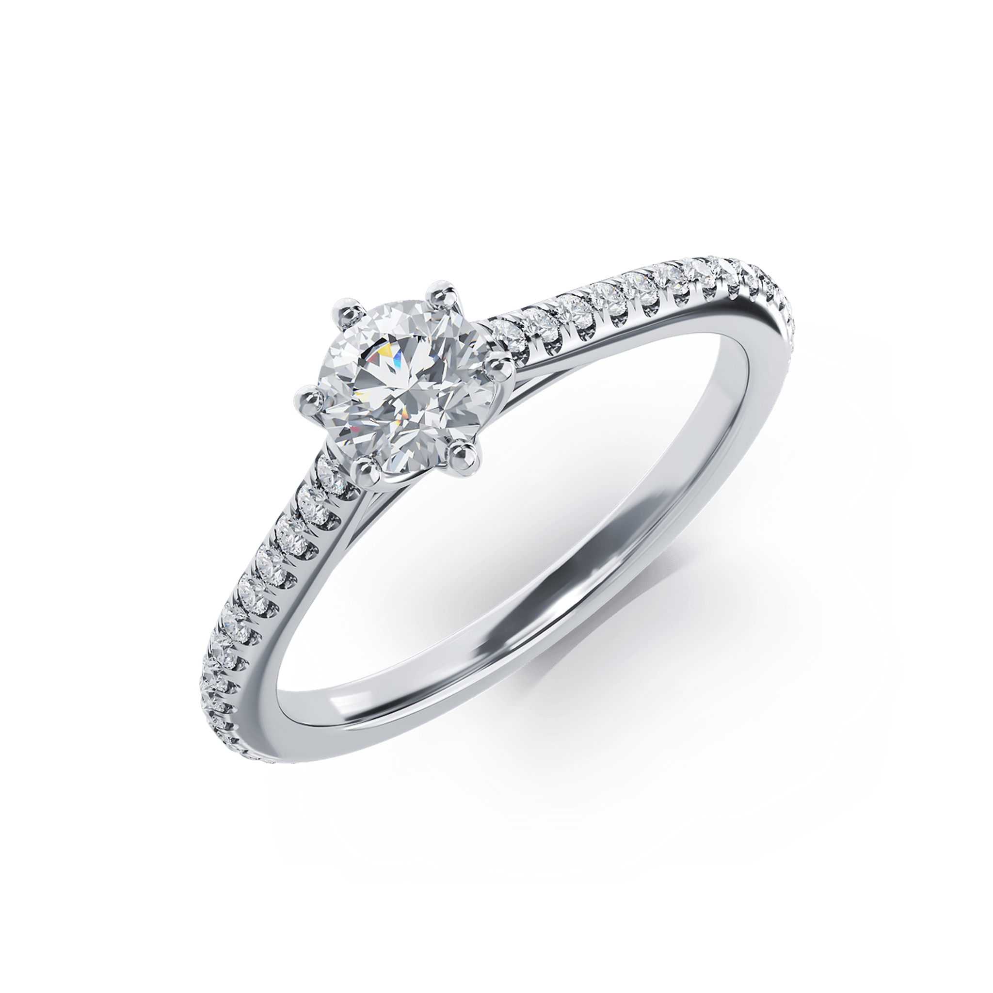 Inel de logodna din platina cu diamant de 0.4ct si diamante de 0.18ct