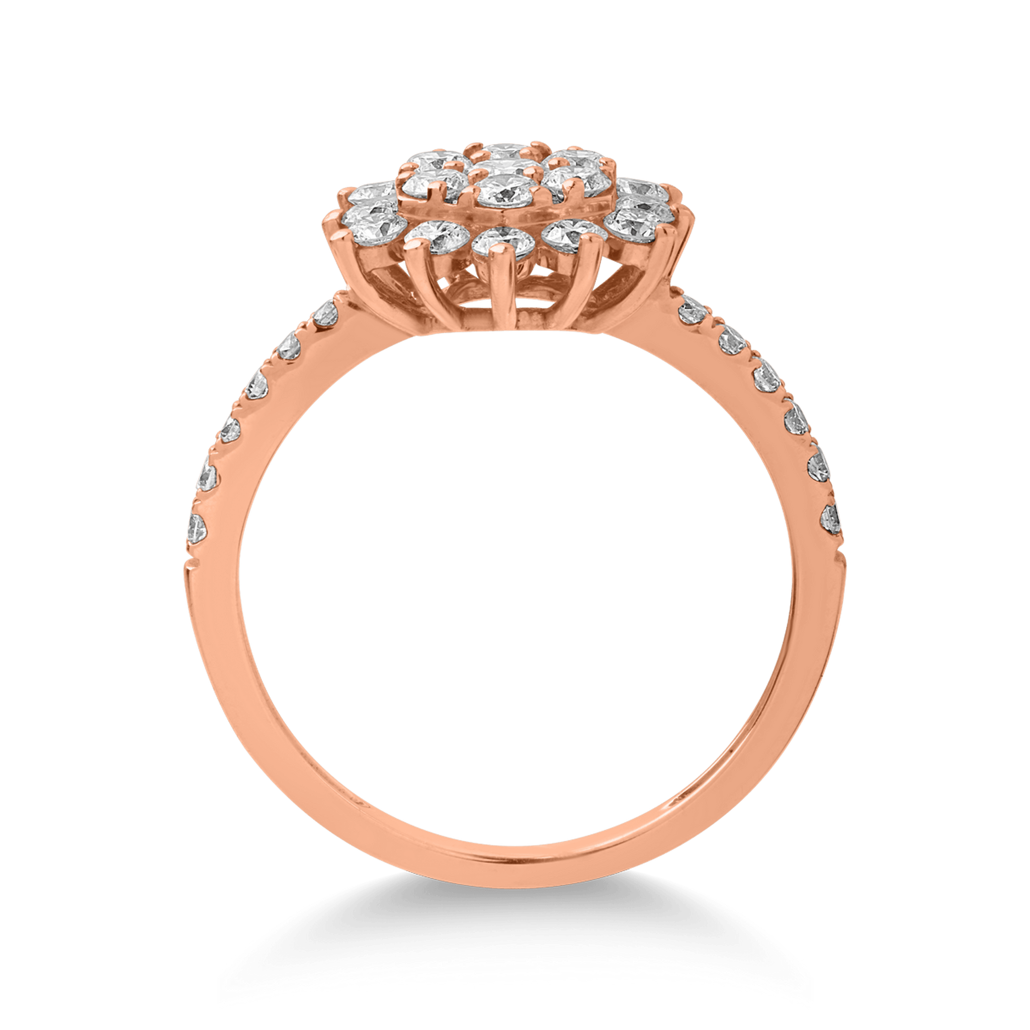 Inel din aur roz de 18K cu diamant de 0.091ct si diamante de 0.701ct