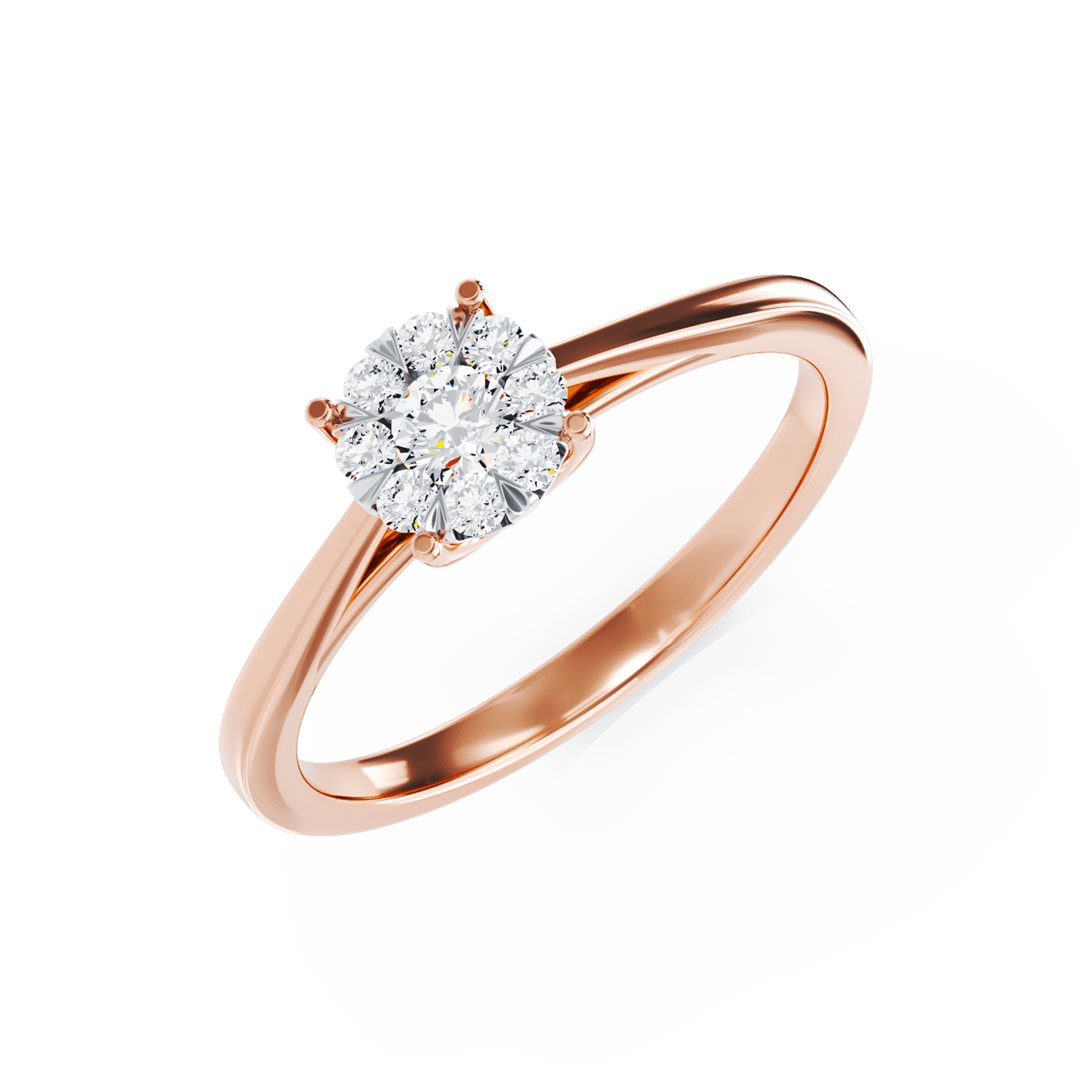 Inel de logodna din aur roz de 14K cu diamante de 0.104ct