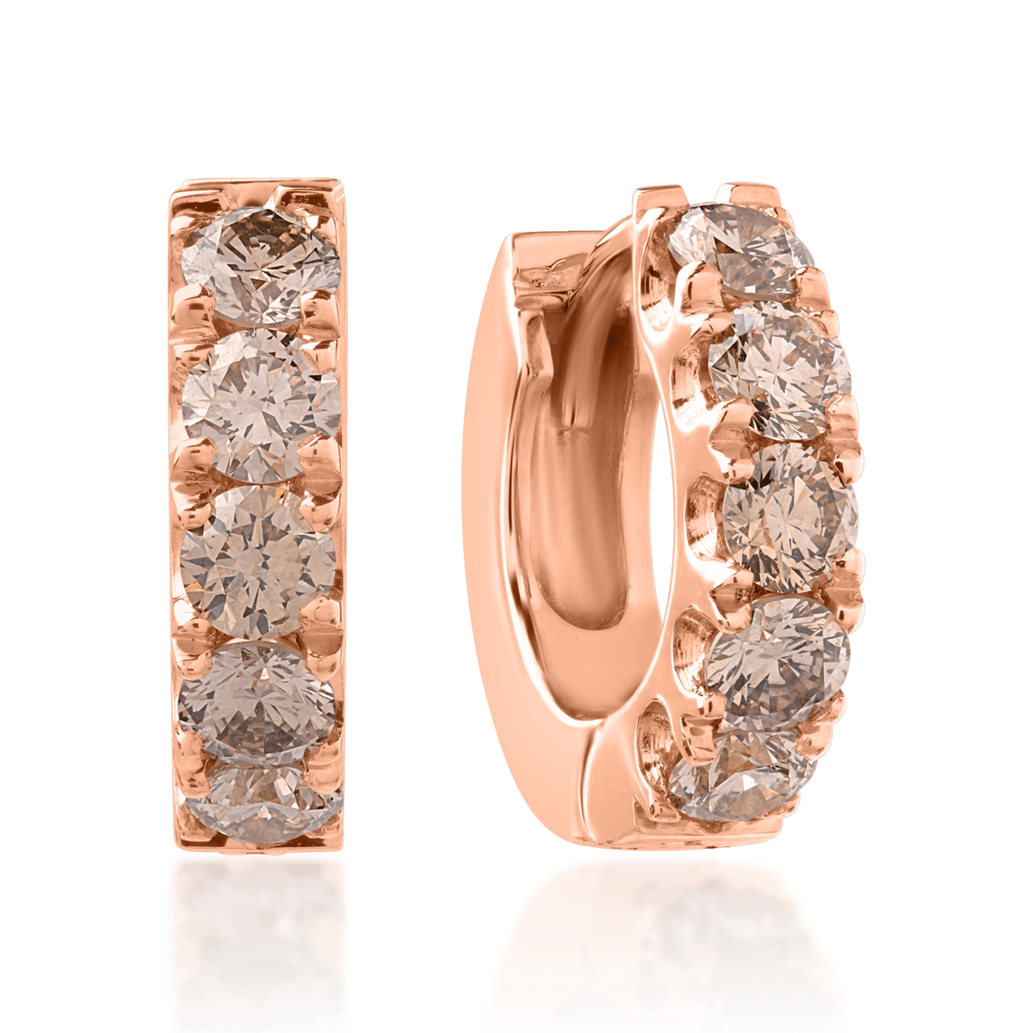 Cercei din aur roz de 18K cu diamante maro de 1.03ct