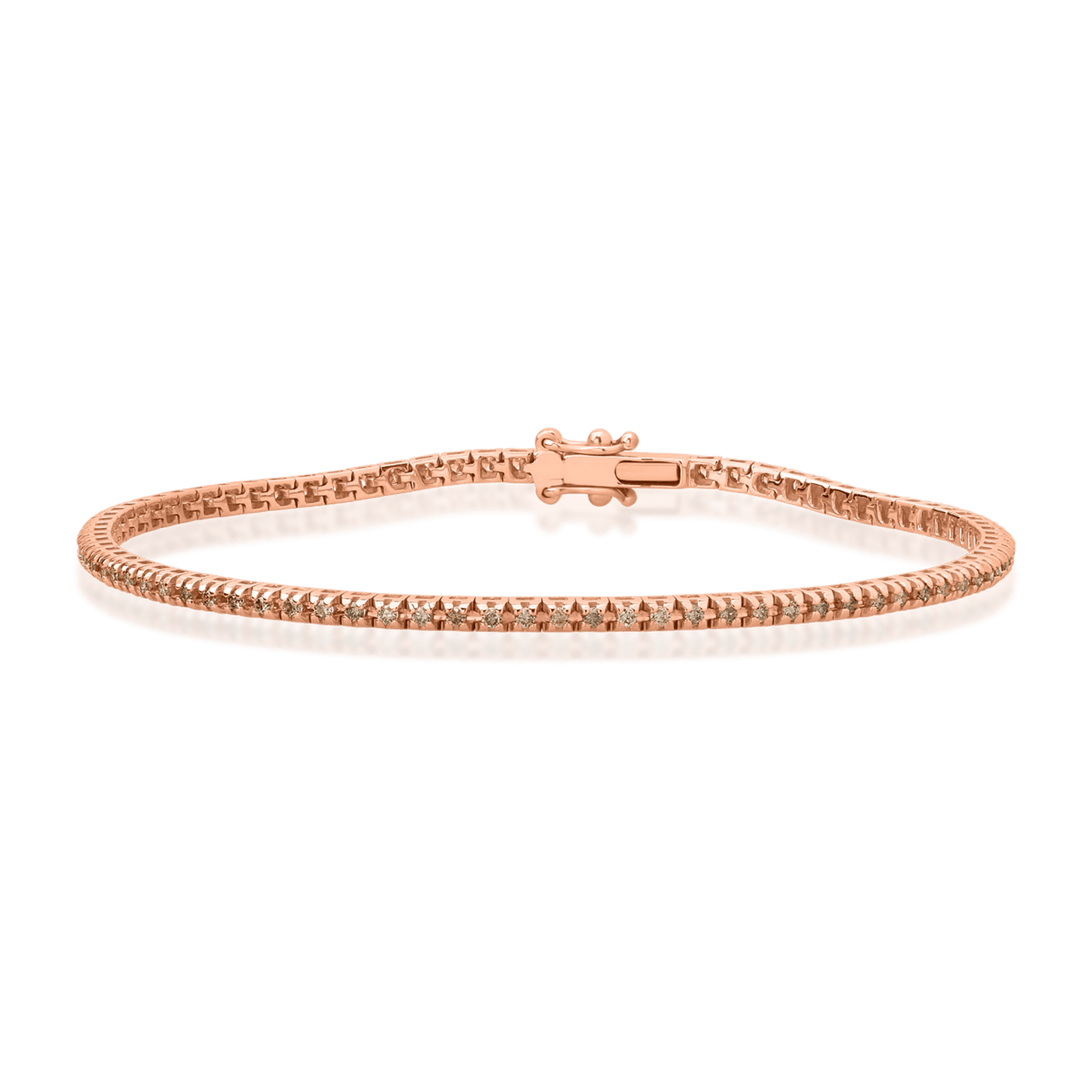 Bratara tennis din aur roz de 18K cu diamante maro de 0.7ct