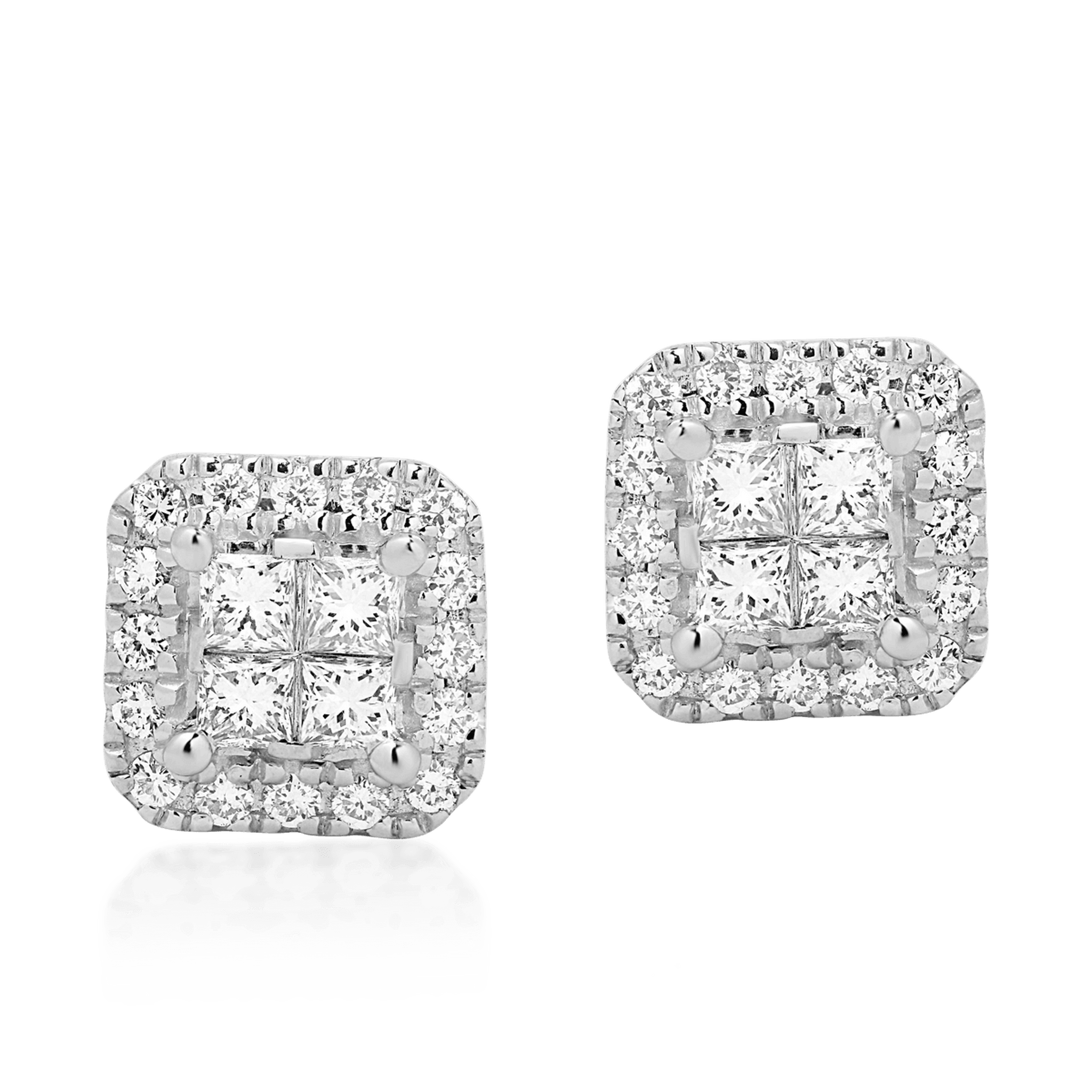 Cercei din aur alb de 18K cu diamante de 0.37ct