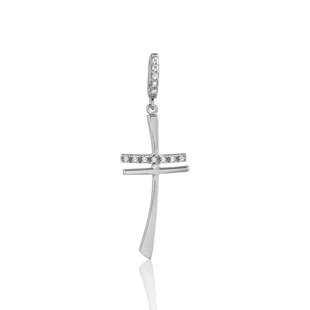 Pandant cruce din aur alb de 14K